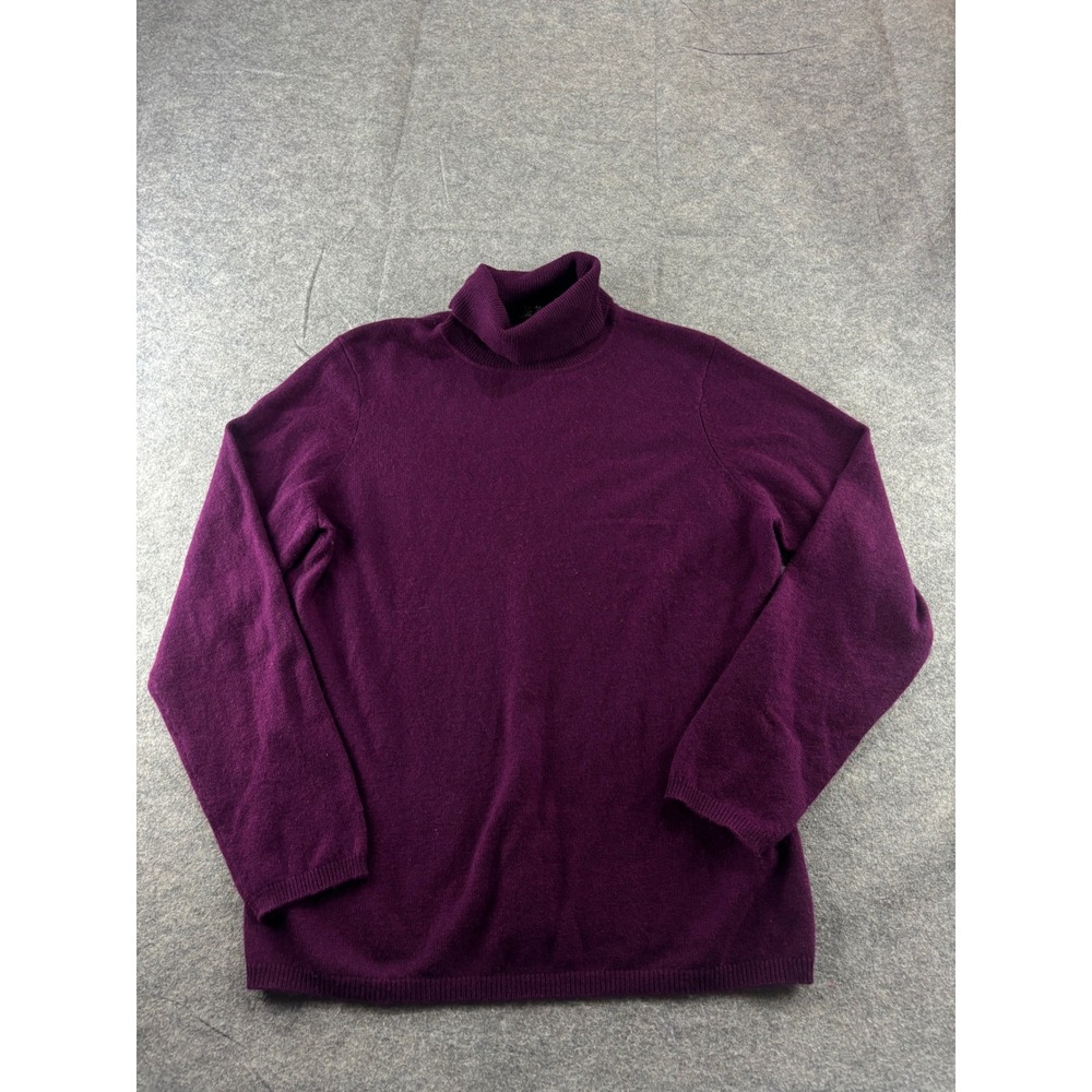 Charter Club Luxury 100% Cashmere Turtleneck Sweater Plum Purple L Prep SEE